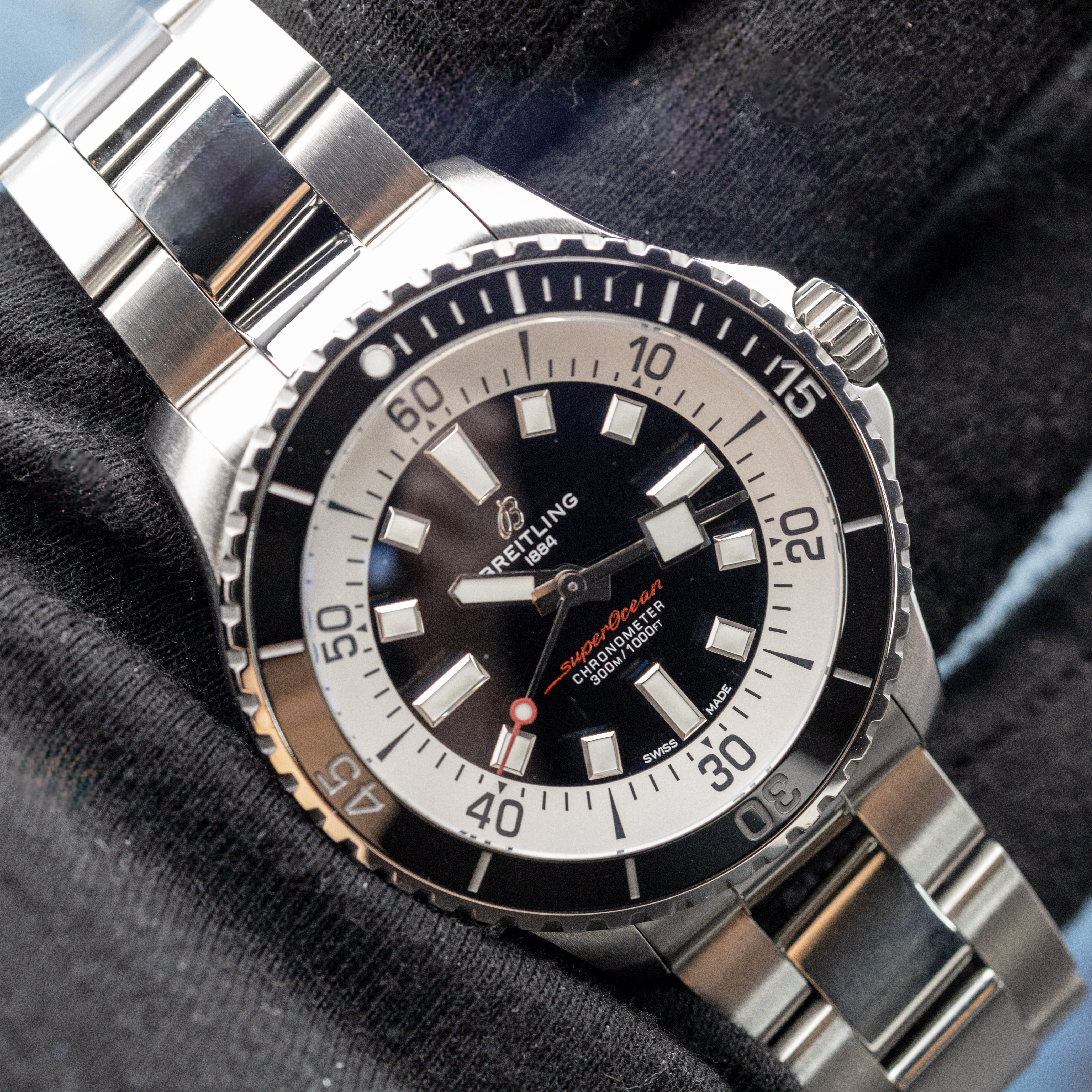 Breitling Superocean Automatic 44 black dial on wrist