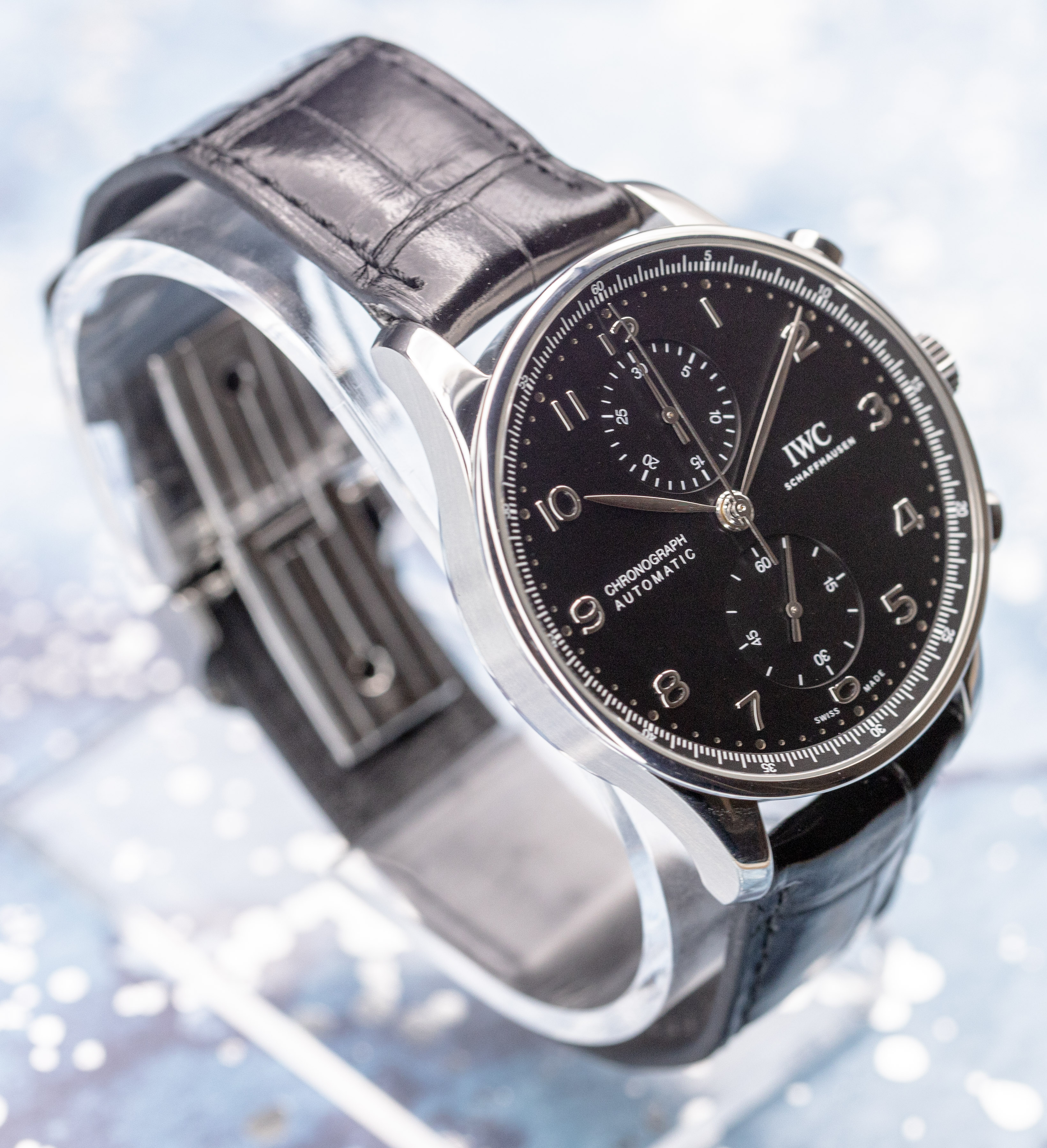 IWC Portugieser Chronograph IW371609 black dial on wrist