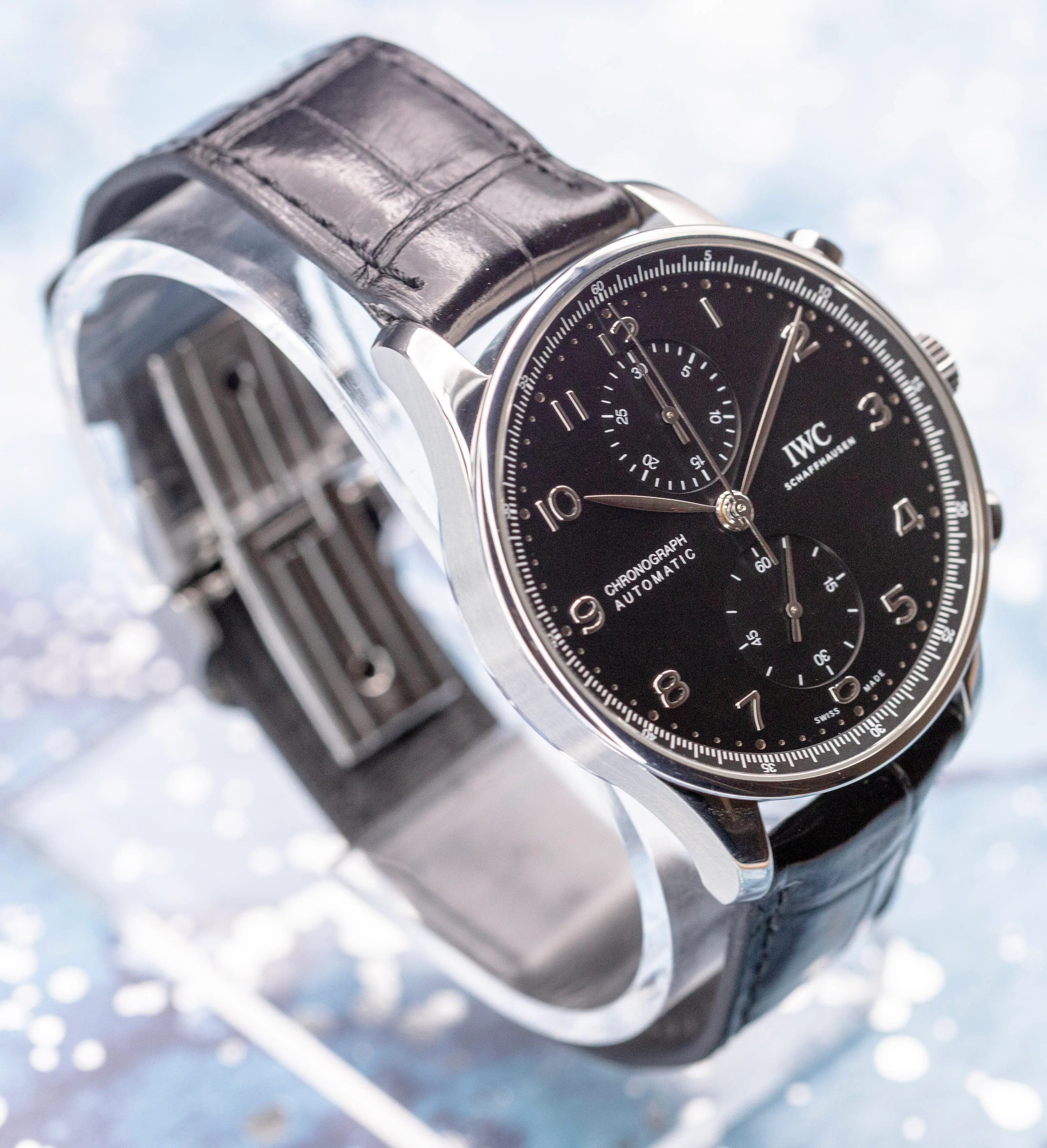 IWC Portugieser Chronograph IW371609 black dial on wrist