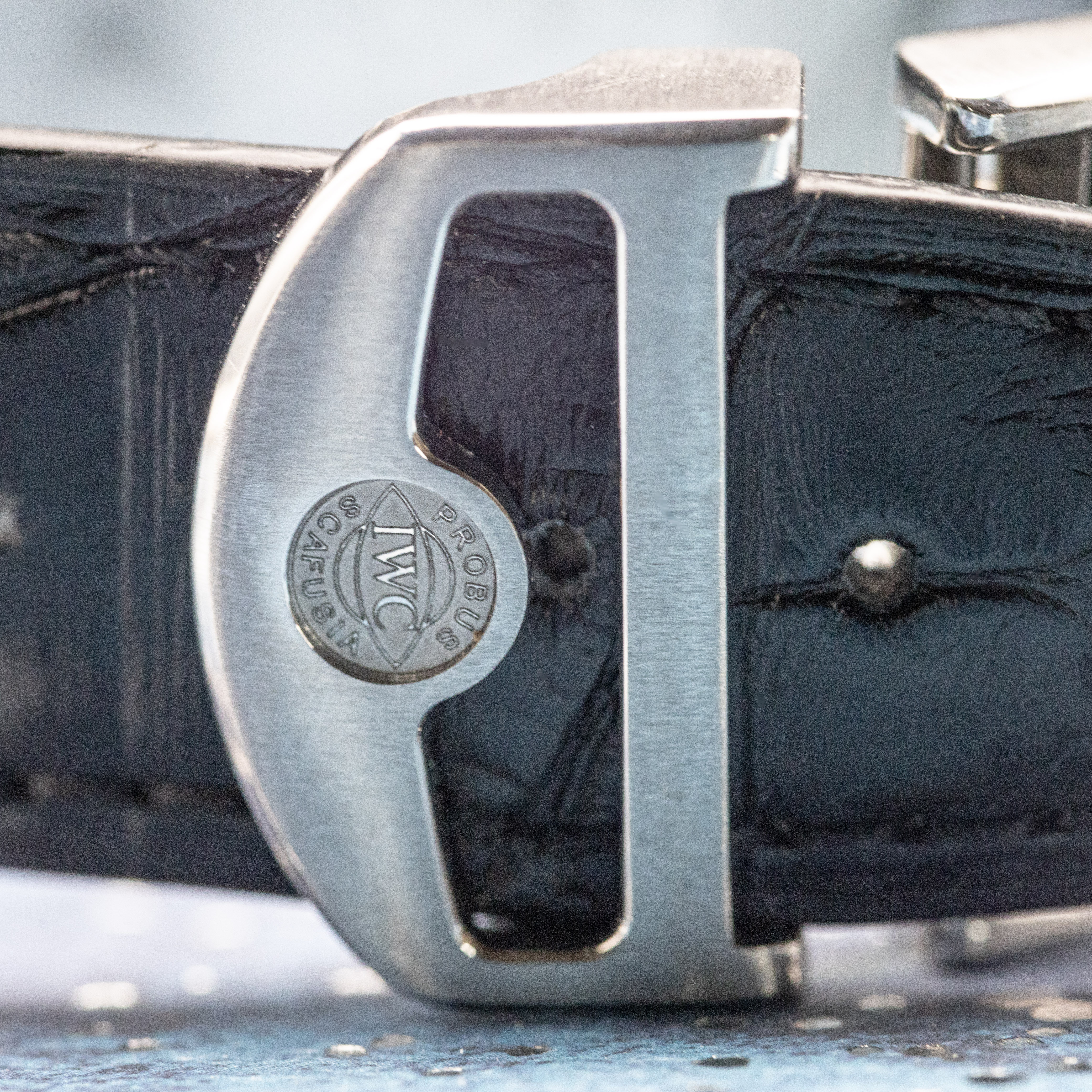 IWC Portugieser Chronograph deployant clasp close-up