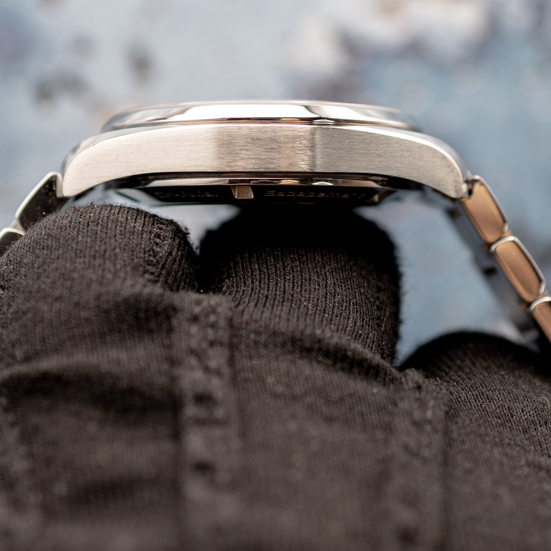 Omega Aqua Terra Captain's Watch side profile showing 13mm case thickness