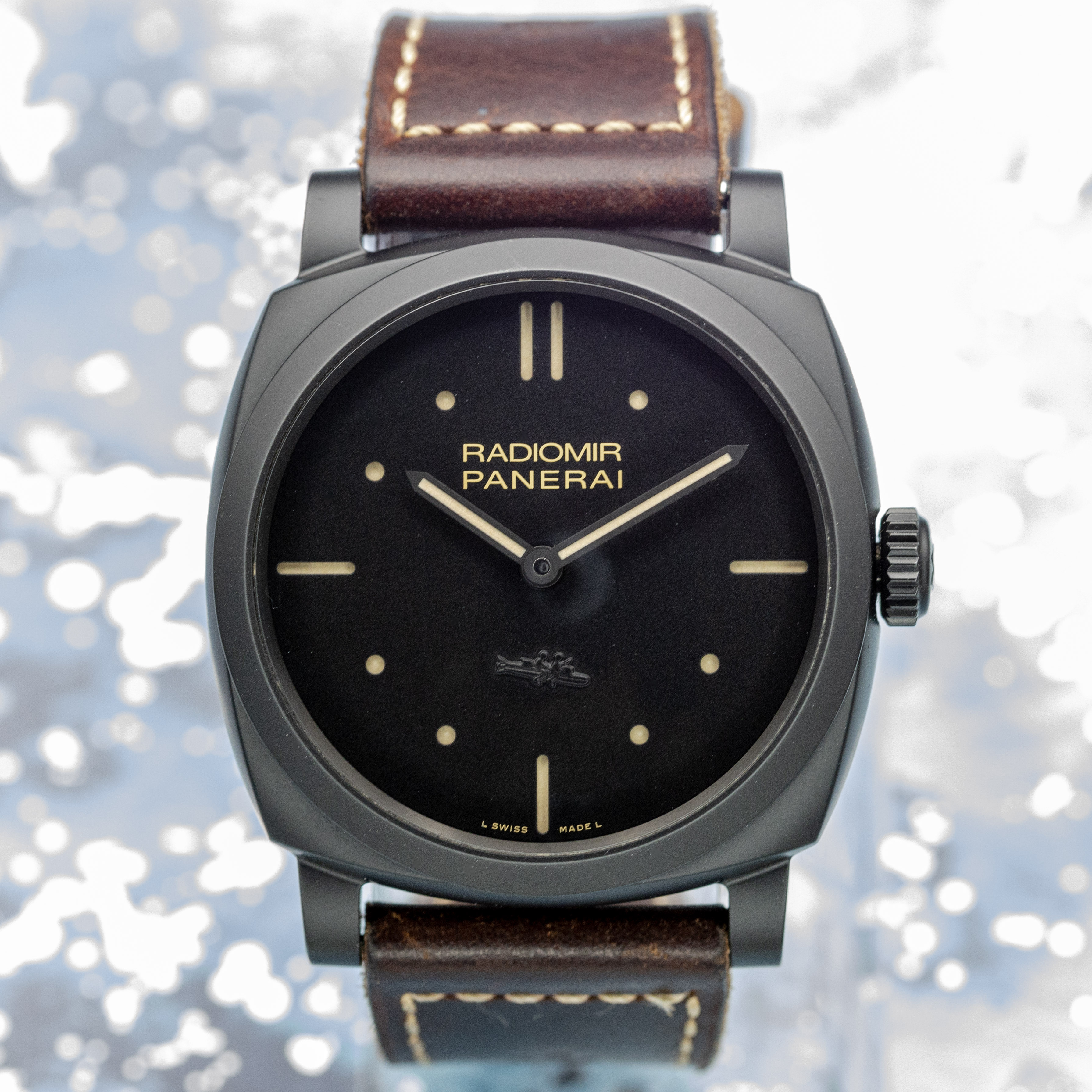 Panerai PAM00577 SLC dial straight-on showing frogmen torpedo engraving