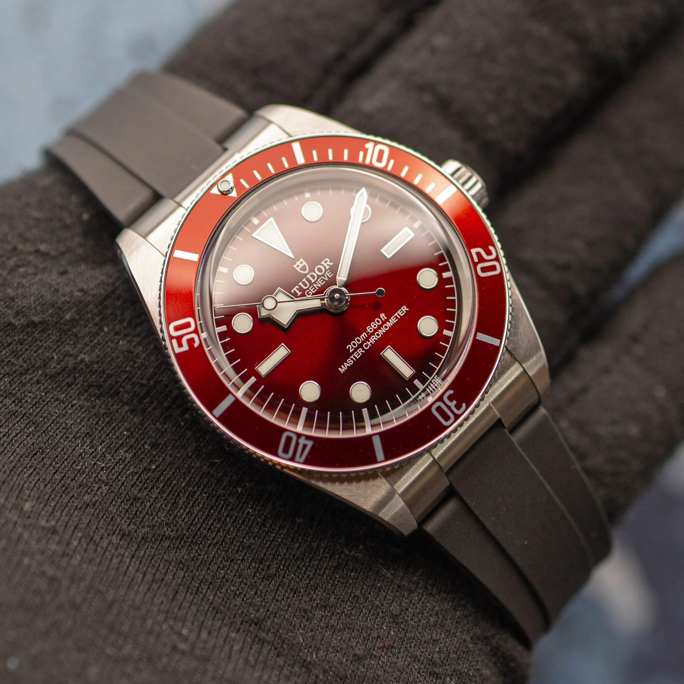 Redesigned screw-down crown with the Tudor rose on the Black Bay 58