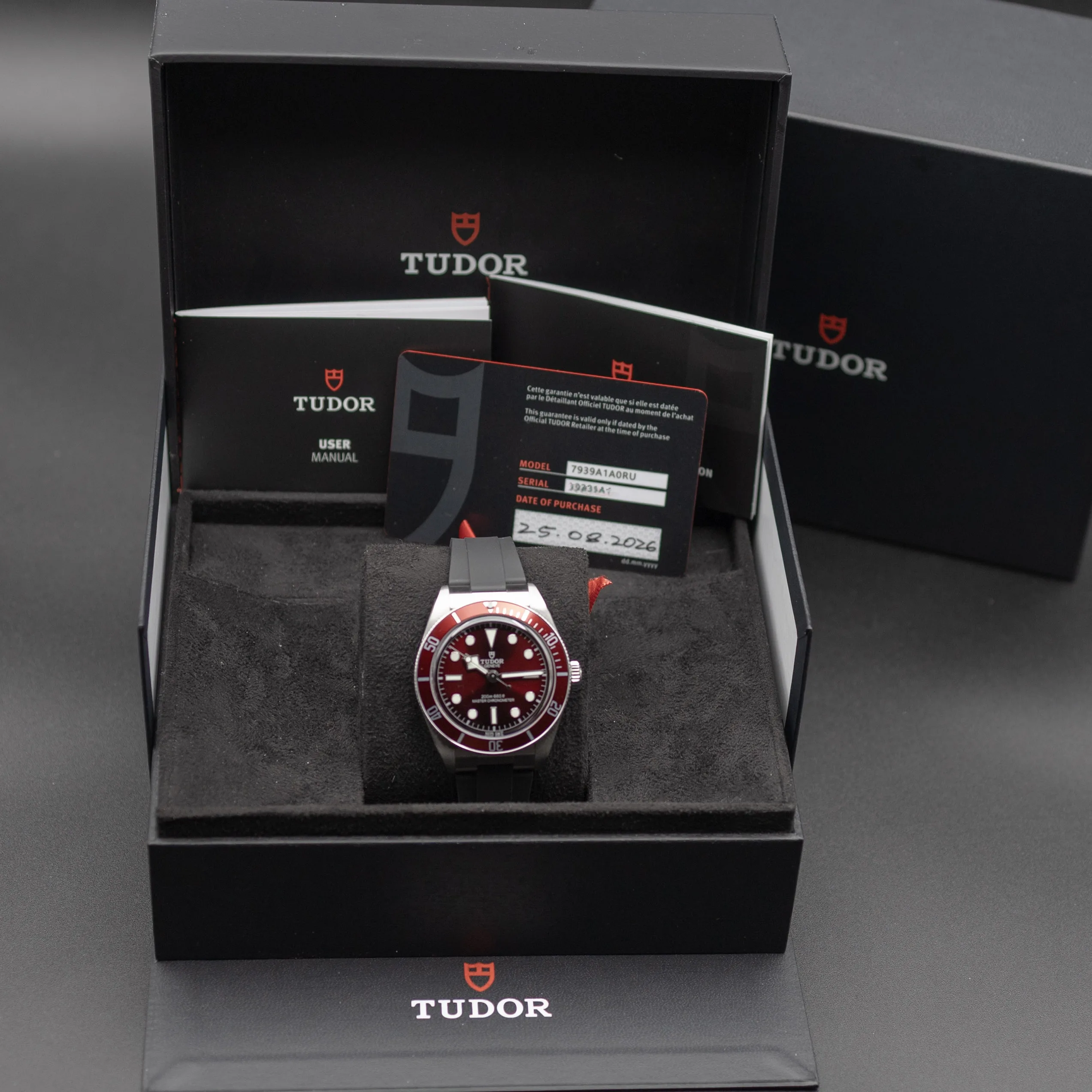 Tudor Black Bay 58 Burgundy M7939A1A0RU on black rubber strap