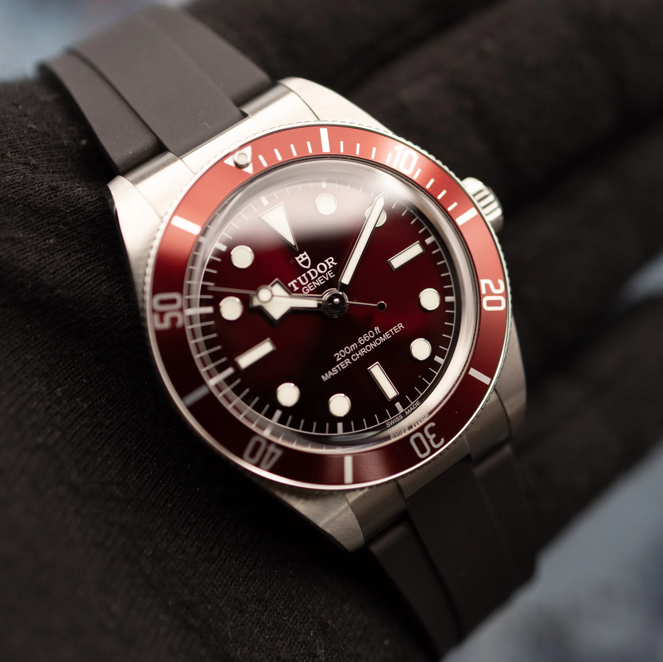 Polished case side and satin lug tops on the Tudor Black Bay 58