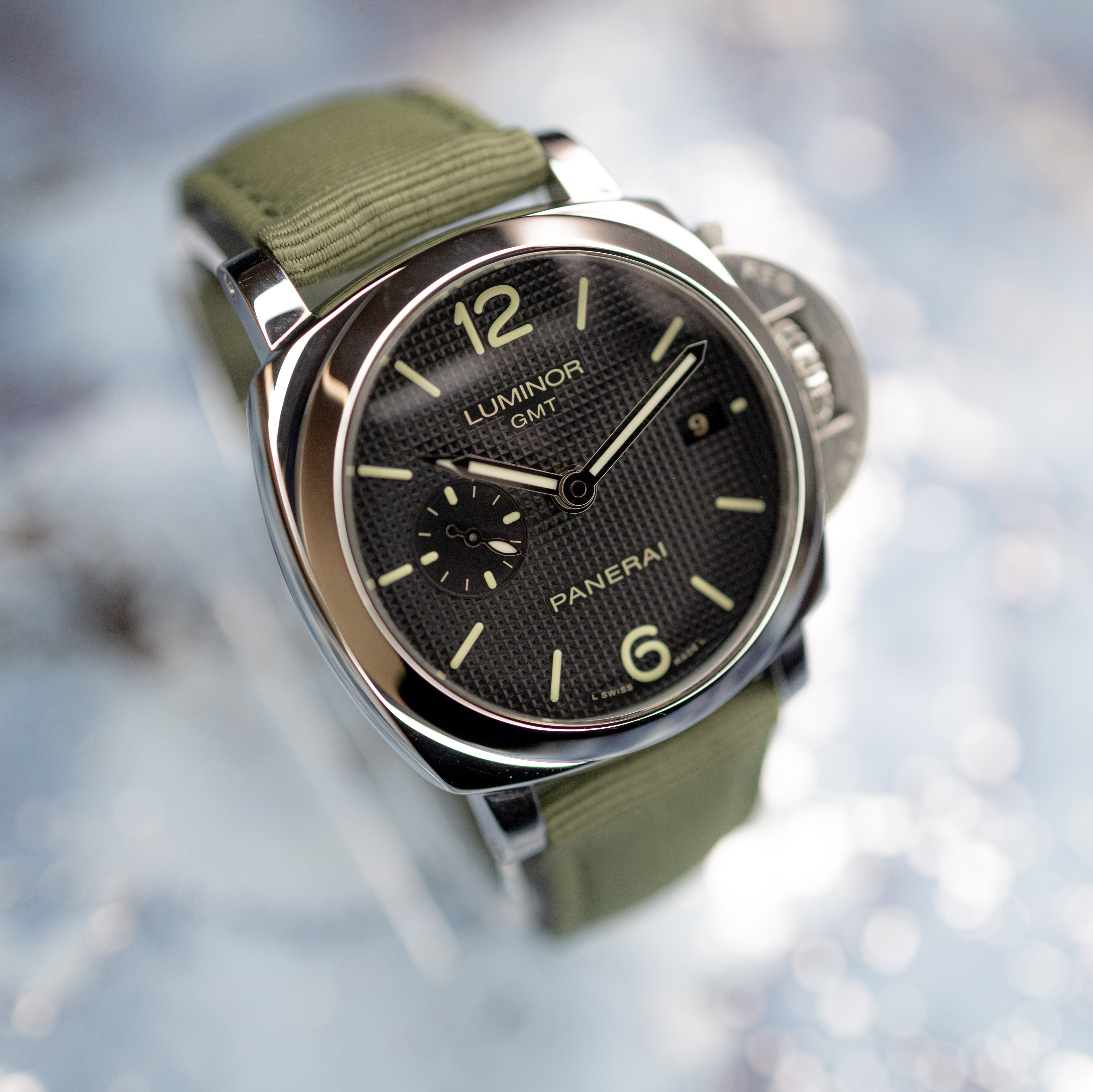 Panerai Luminor 1950 3 Days GMT Acciaio Hobnail "Paris" Dial - Image 11