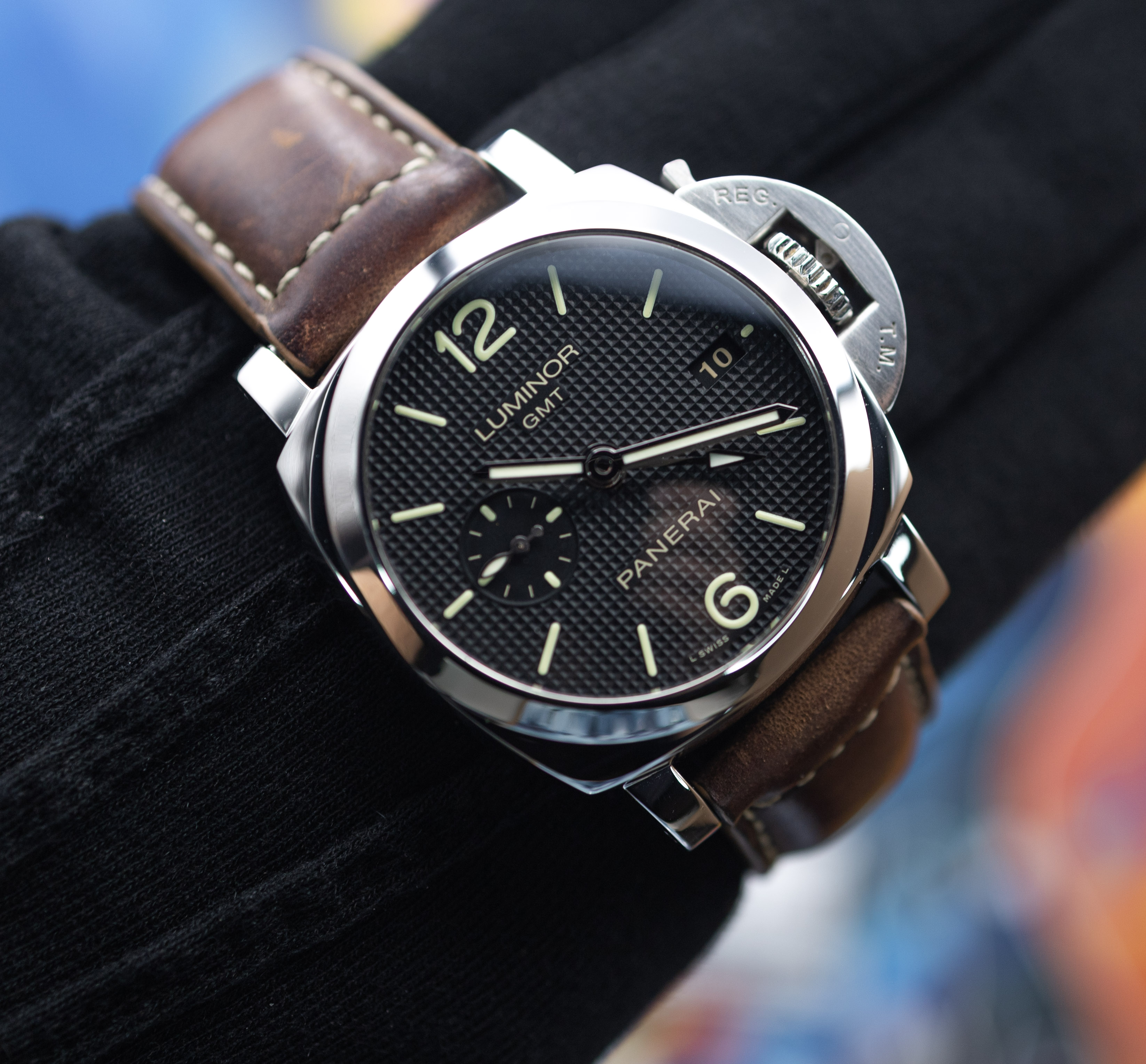 Panerai Luminor 1950 3 Days GMT Acciaio Hobnail "Paris" Dial - Image 4