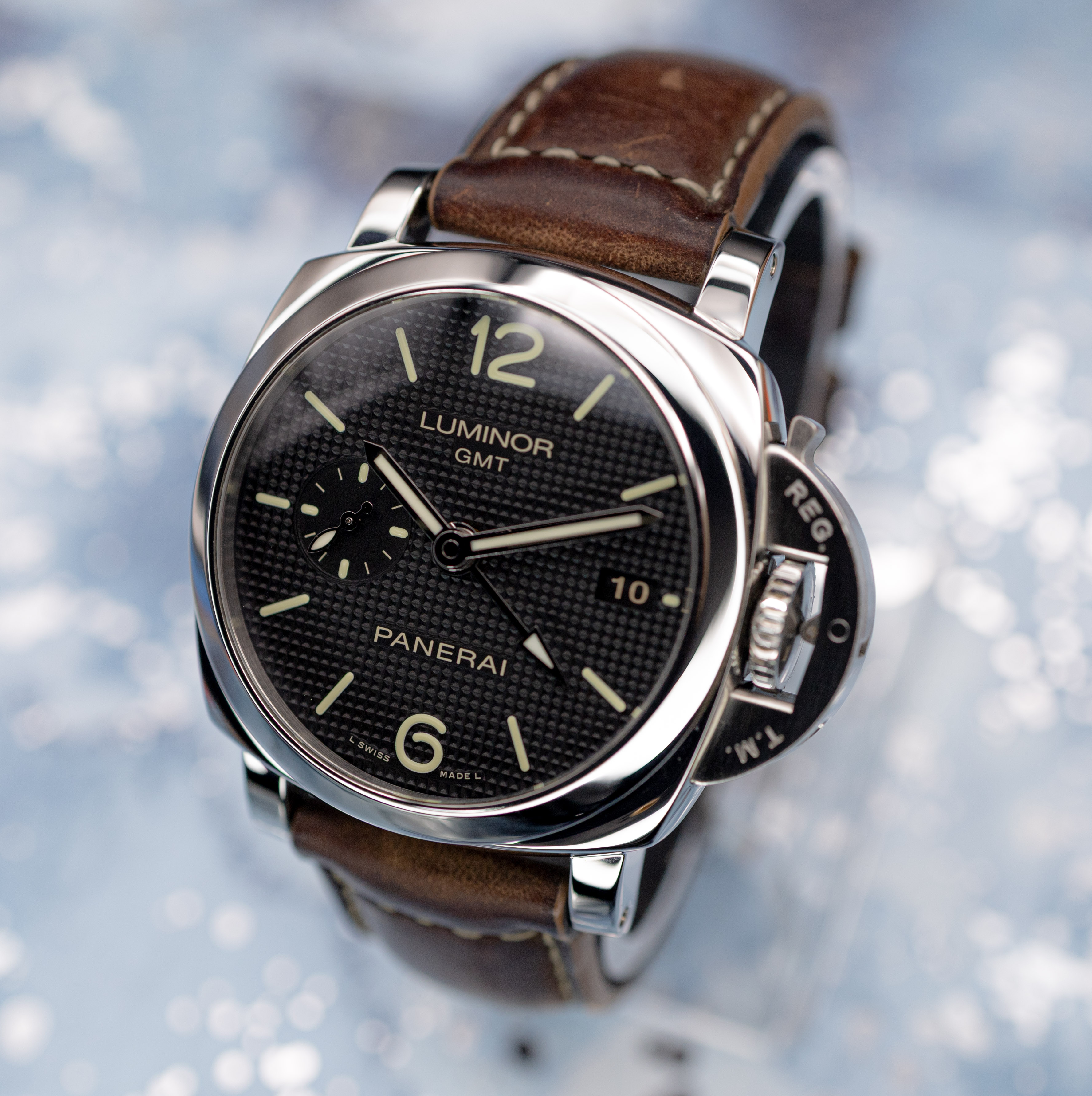 Panerai Luminor 1950 3 Days GMT Acciaio Hobnail "Paris" Dial - Image 2