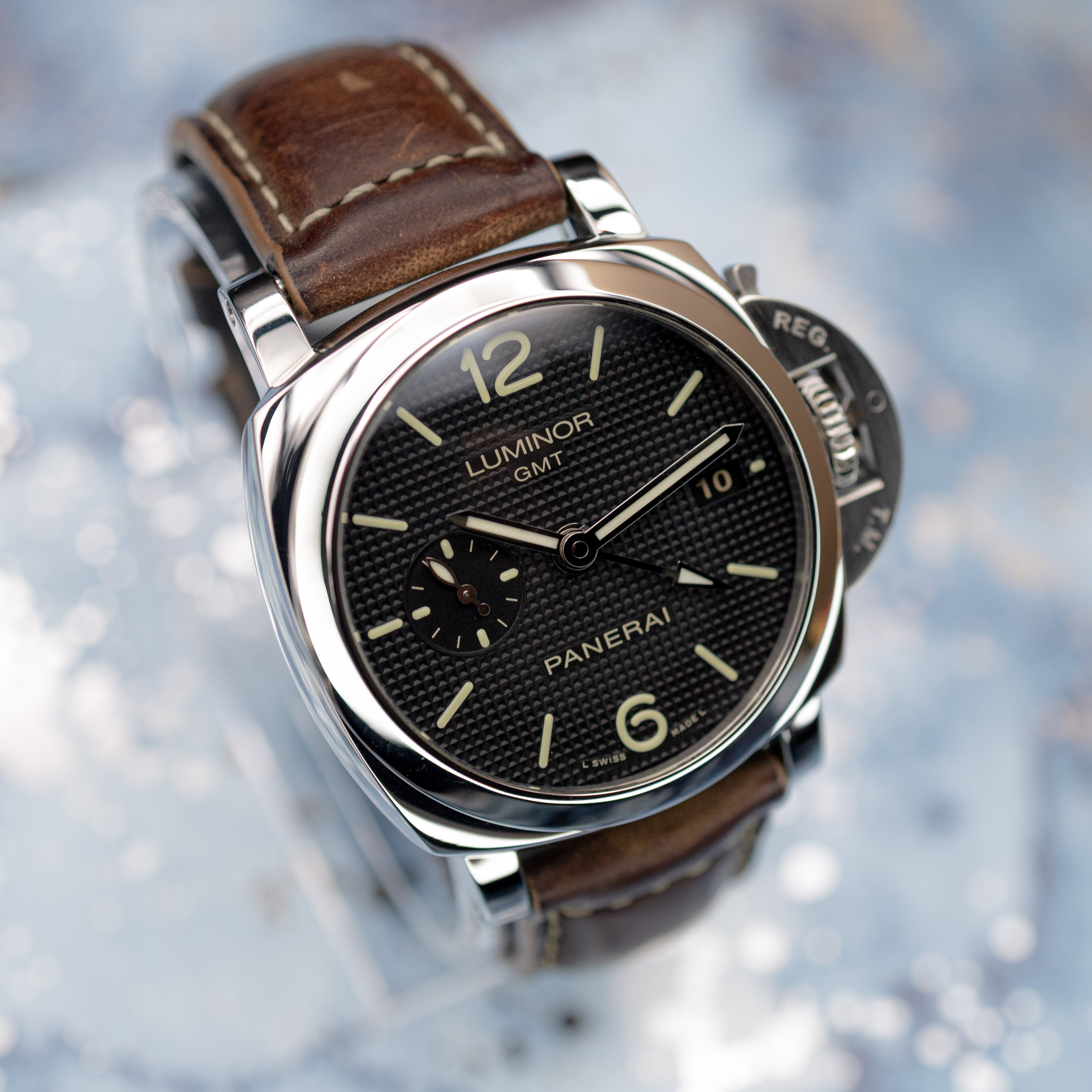 Panerai Luminor 1950 3 Days GMT Acciaio Hobnail "Paris" Dial - Image 3